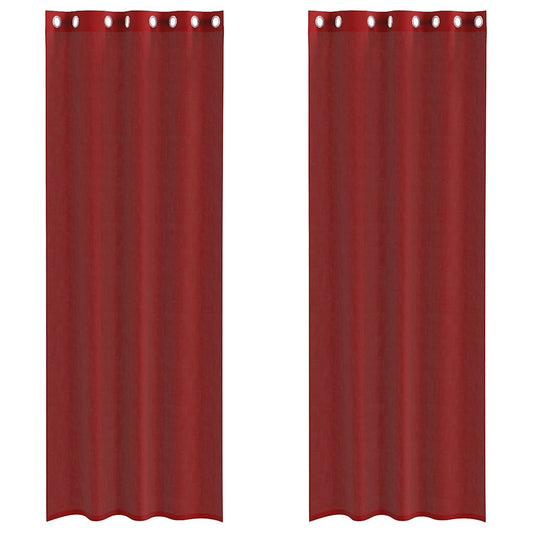 vidaXL Voile Curtains with Grommets 2 pcs Wine Red