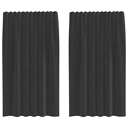 vidaXL Voile Curtains with Rod Pockets 2 pcs Black