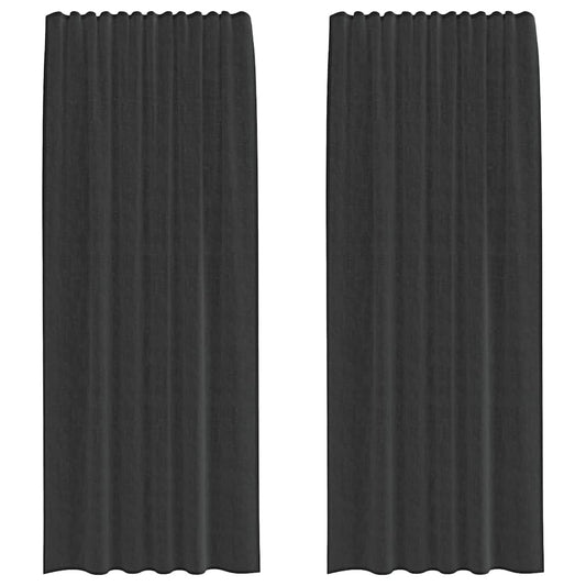 vidaXL Voile Curtains with Rod Pockets 2 pcs Black