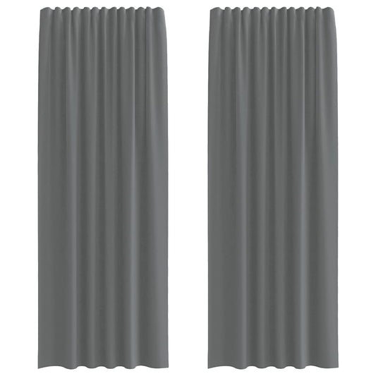 vidaXL Voile Curtains with Rod Pockets 2 pcs Dark Grey