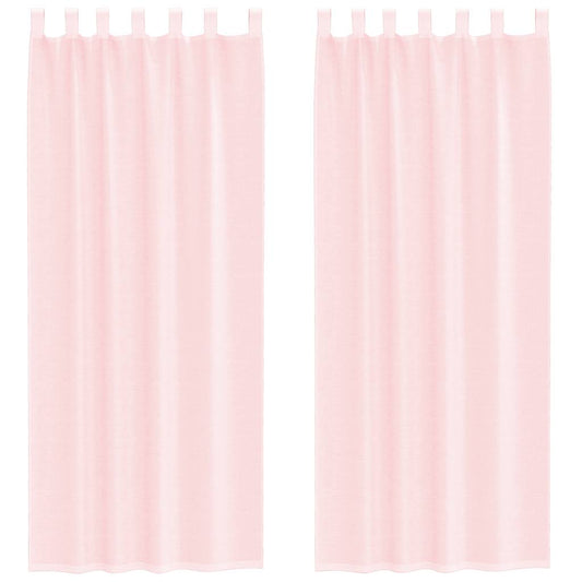vidaXL Voile Curtains with Rod Pockets 2 pcs Light Pink