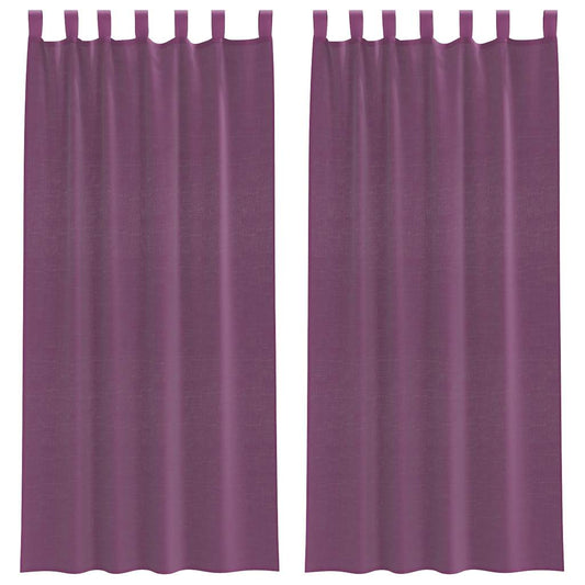 vidaXL Voile Curtains with Rod Pockets 2 pcs Purple