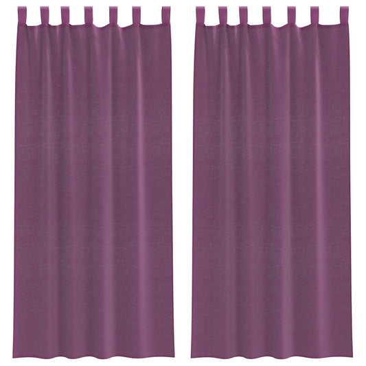 vidaXL Voile Curtains with Rod Pockets 2 pcs Purple