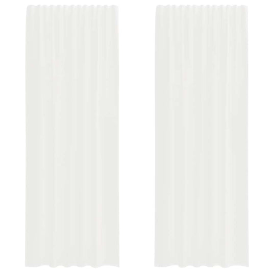 vidaXL Voile Curtains with Rod Pockets 2 pcs White