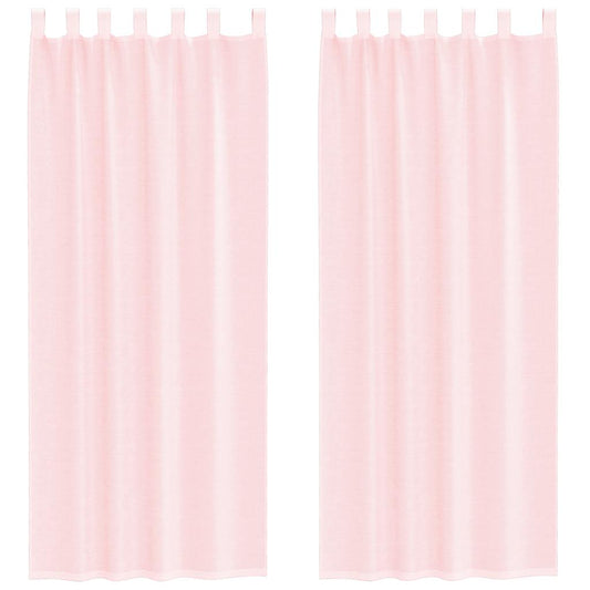 vidaXL Voile Curtains with Loops 2 pcs Light Pink 140x260 cm
