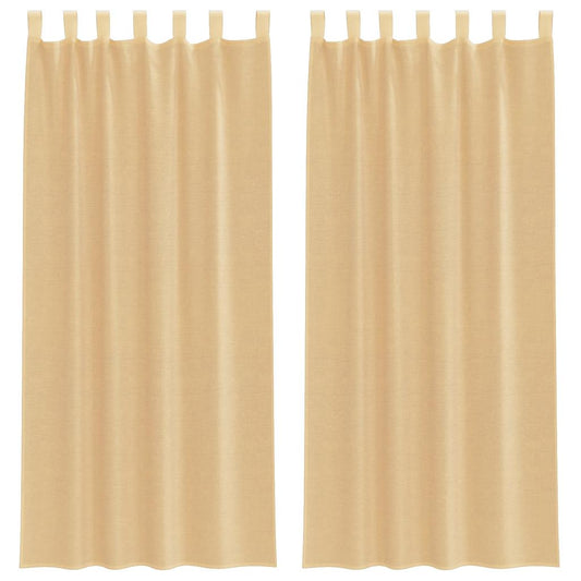 vidaXL Voile Curtains with Loops 2 pcs Sand 140x225 cm