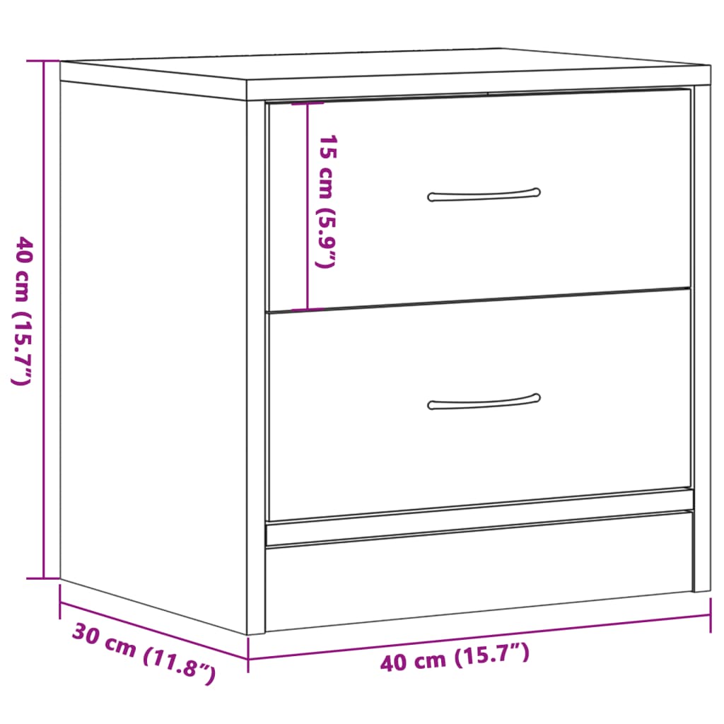 vidaXL Bedside Cabinets 2 pcs Old Wood 40x30x40 cm Engineered Wood