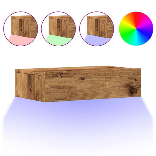 vidaXL 2 Piece TV Cabinet Set with LED Lights Old Wood 60x35x15,5 cm