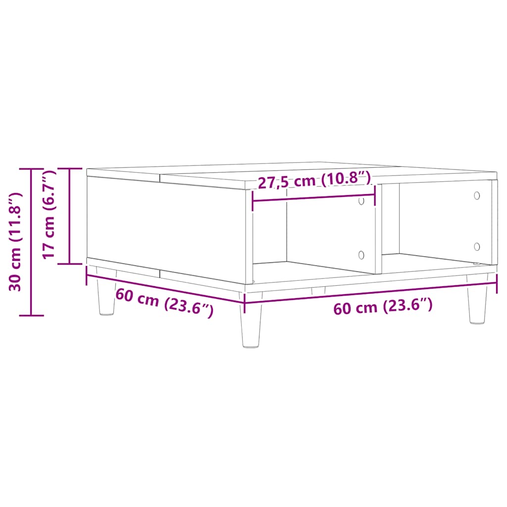 vidaXL Coffee Table Artisan Oak 60x60x30 cm Engineered Wood