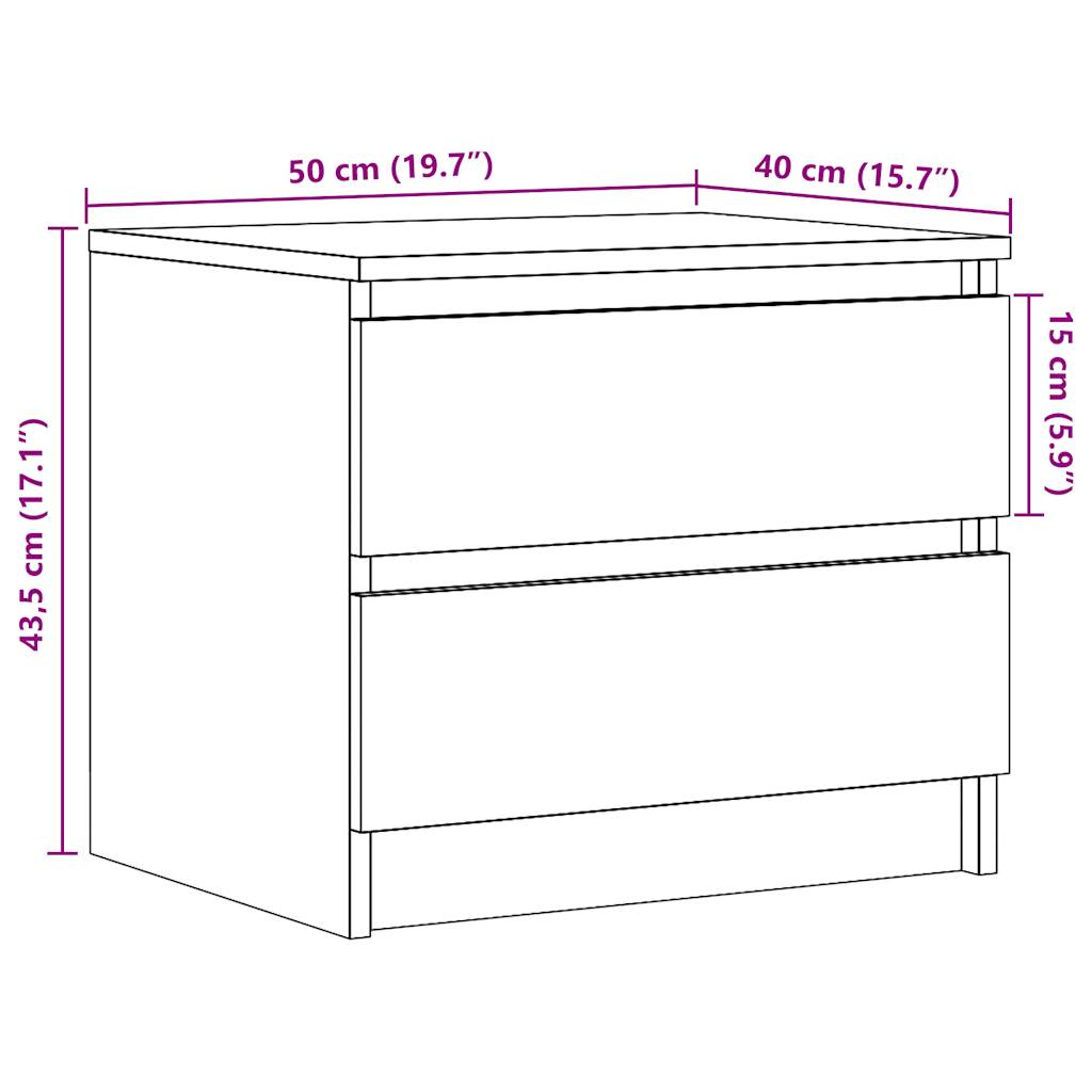 vidaXL Bedside Cabinet Old Wood 50x40x43.5 cm Engineered Wood