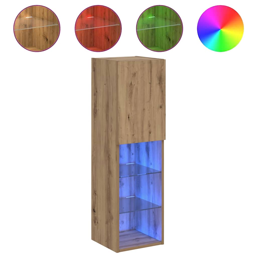 vidaXL TV Cabinet with LED Lights Artisian Oak 30.5x30x102 cm