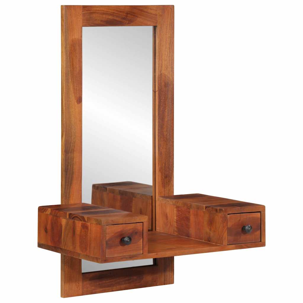 vidaXL Wall Mirror with Drawers 60x33x90 cm Solid Wood Acacia