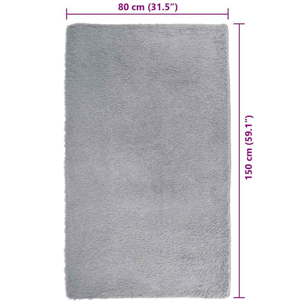 vidaXL Shaggy Rug High Pile NAVARRA Silver Grey 80x150 cm Polyester