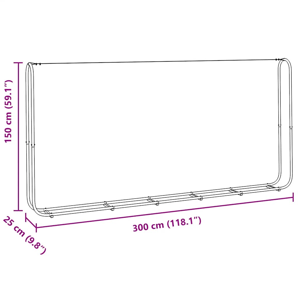 vidaXL Firewood Rack 300x25x150 cm Galvanised steel