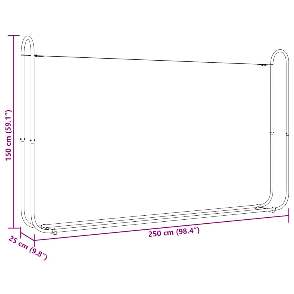 vidaXL Firewood Rack with Rain Cover 250x25x150 cm Galvanised steel