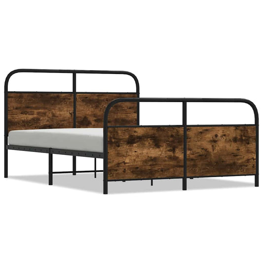vidaXL Bed Frame Without Mattress 120x200 cm Smoked Oak Engineered Wood
