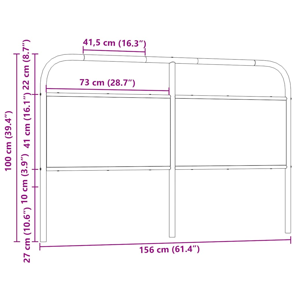 vidaXL Replace Headboard Smoked Oak 150 cm Steel and Engineered Wood