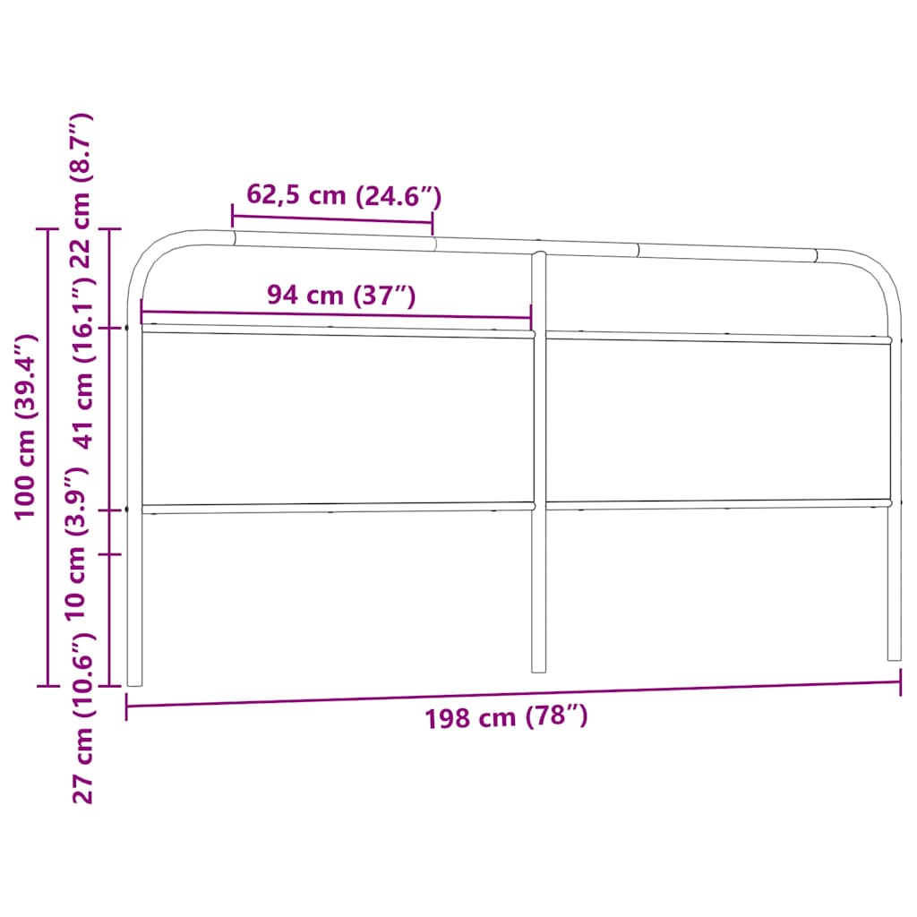 vidaXL Replace Headboard Smoked Oak 190 cm Steel and Engineered Wood
