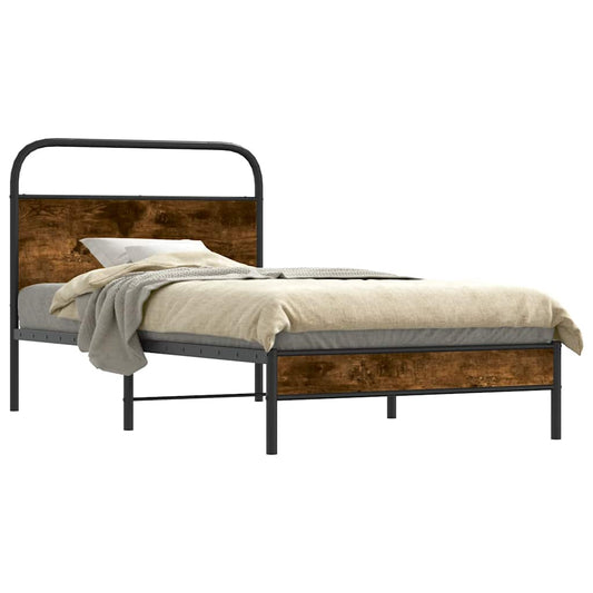 vidaXL Bed Frame Without Mattress 100x190 cm Smoked Oak Engineered Wood