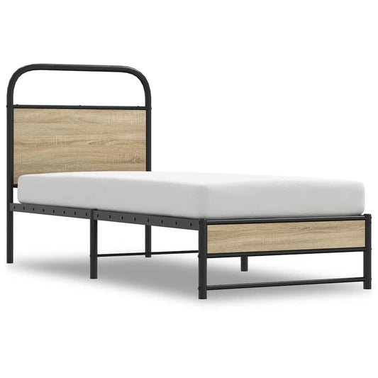 vidaXL Bed Frame Without Mattress 75x190 cm Smoked Oak Engineered Wood