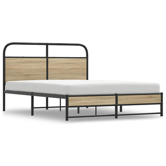 vidaXL Bed Frame Without Mattress 120x190 cm Smoked Oak Engineered Wood