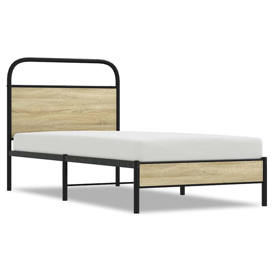 vidaXL Bed Frame without Mattress 75x190 cm Small Single Sonoma Oak Engineered Wood