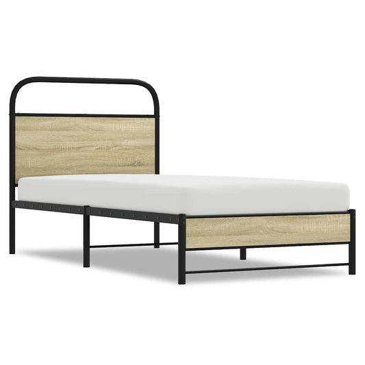 vidaXL Bed Frame without Mattress 75x190 cm Small Single Sonoma Oak Engineered Wood