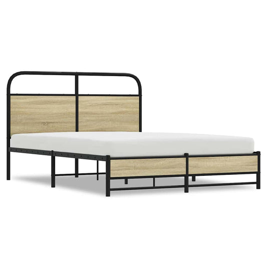 vidaXL Bed Frame without Mattress 135x190 cm Sonoma Oak Engineered Wood