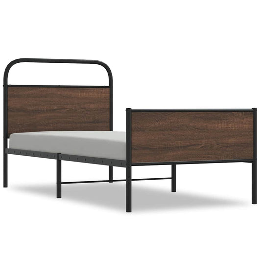 vidaXL Bed Frame without Mattress 90x200 cm Brown Oak Engineered Wood