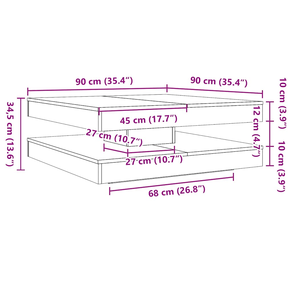 vidaXL Coffee Table 360-Degree Rotatable Concrete Grey 90x90x34.5 cm