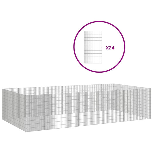 vidaXL Free Range Animal Enclosure 24-Panel 54x100 cm Galvanised Iron