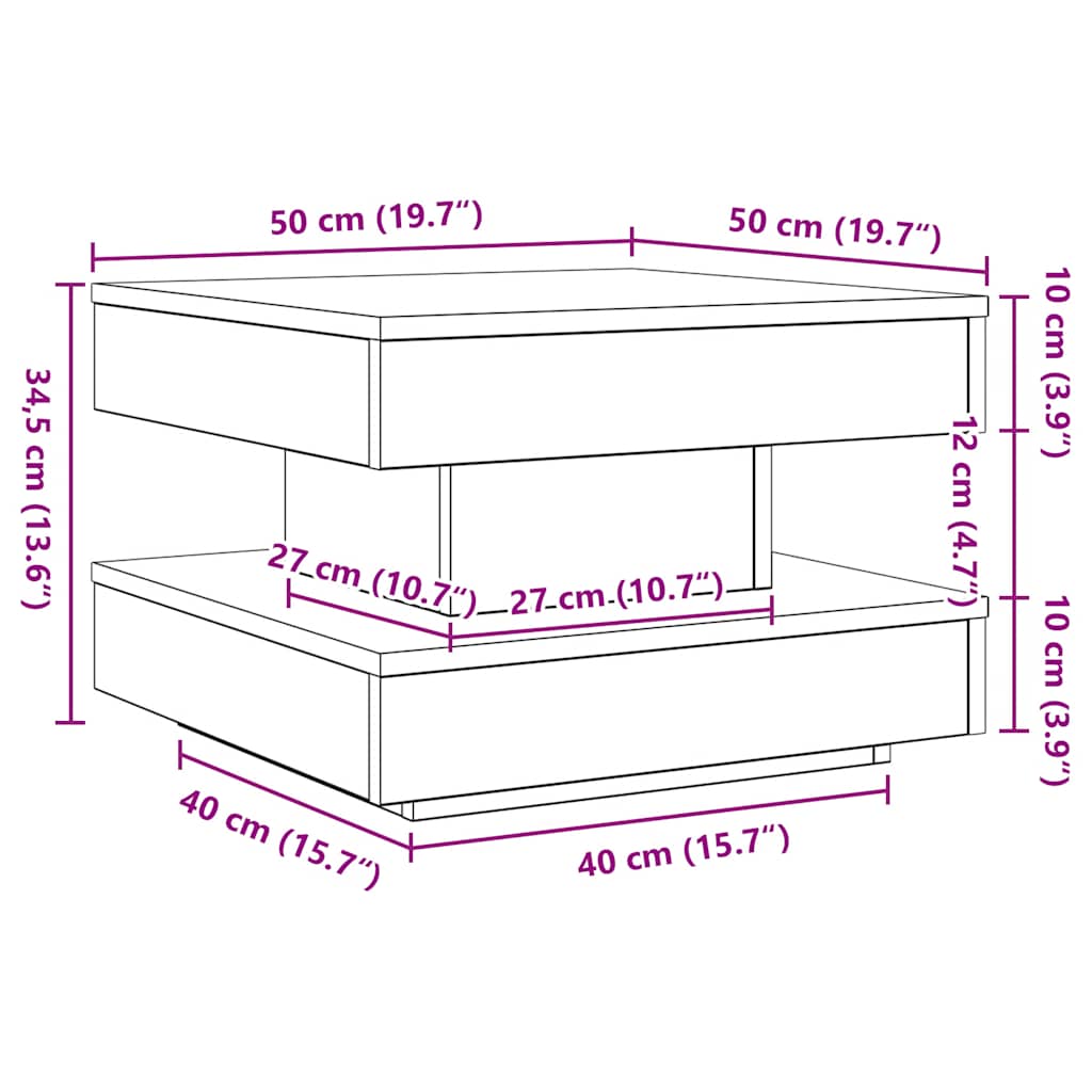 vidaXL Coffee Table 360-Degree Rotatable White 50x50x34.5 cm