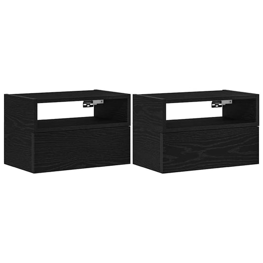 vidaXL Wall-mounted Bedside Cabinets 2 pcs Black 45x26x28,5 cm
