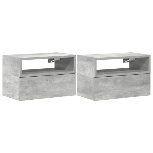 vidaXL Wall-mounted Bedside Cabinets 2 pcs Concrete Grey 45x26x28.5 cm