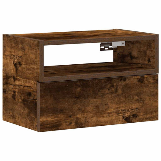 vidaXL Wall-mounted Bedside Cabinet Smoked Oak 45x26x28,5 cm