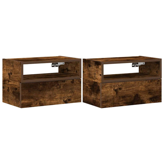 vidaXL Wall-mounted Bedside Cabinets 2 pcs Smoked Oak 45x26x28,5 cm