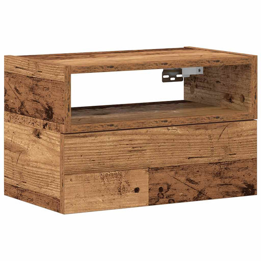 vidaXL Wall-mounted Bedside Cabinet Old Wood 45x26x28,5 cm