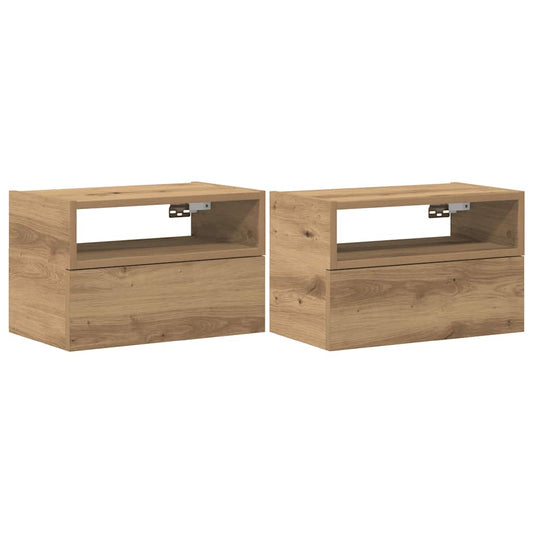 vidaXL Wall-mounted Bedside Cabinets 2 pcs Artisan Oak 45x26x28,5 cm