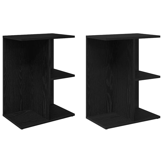 vidaXL Bedside Tables 2 pcs Black Oak 46,5x29x61 cm Engineered Wood