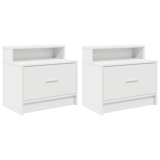 vidaXL Bedside Cabinets with Drawer 2 pcs White 51x31x47 cm