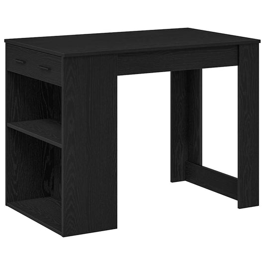 vidaXL Desk with Drawer&Shelf Black Oak 102x62x77.5 cm Engineered Wood