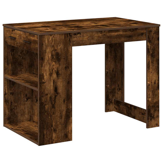 vidaXL Desk with Drawer and Shelf Smoked Oak 102x62x77,5 cm Engineered Wood