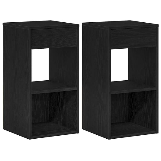 vidaXL Bedside Cabinets with Drawer 2 pcs Black Oak 35x34x66,5 cm