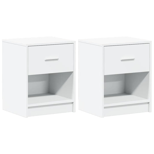 vidaXL Bedside Cabinets 2 pcs with Drawer White 40x34x50 cm