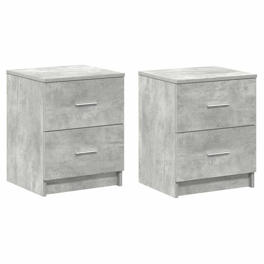 vidaXL Bedside Cabinet | Set of 2 | Concrete Grey | Engineered Wood | Medium