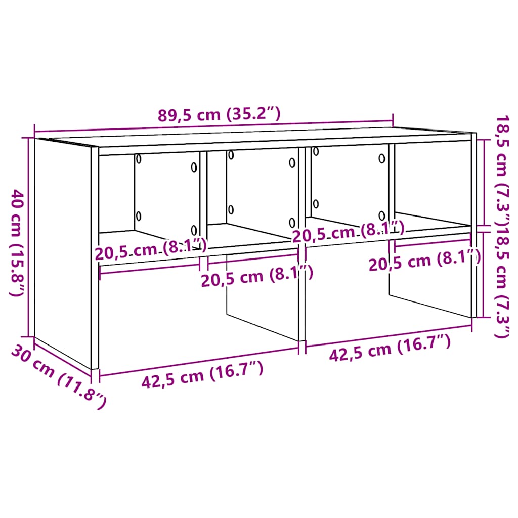 vidaXL Shoe Rack Stackable Sonoma Oak 89.5x30x40 cm