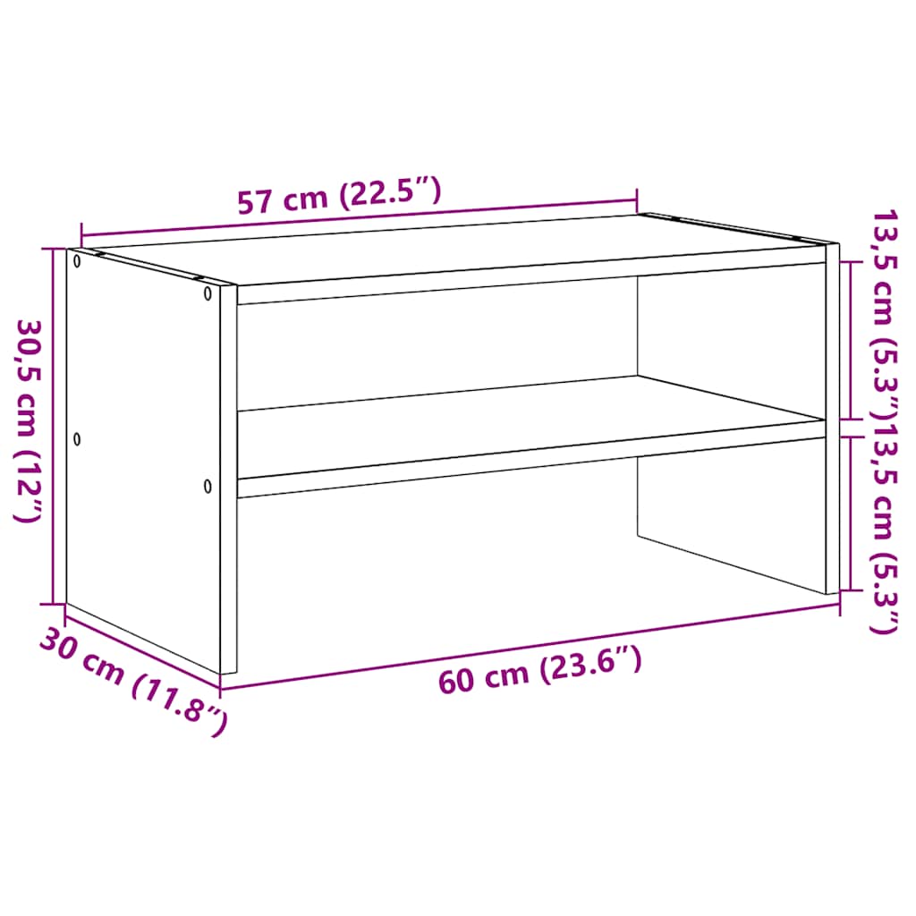 vidaXL Shoe Rack Stackable Old Wood 60x30x30,5 cm
