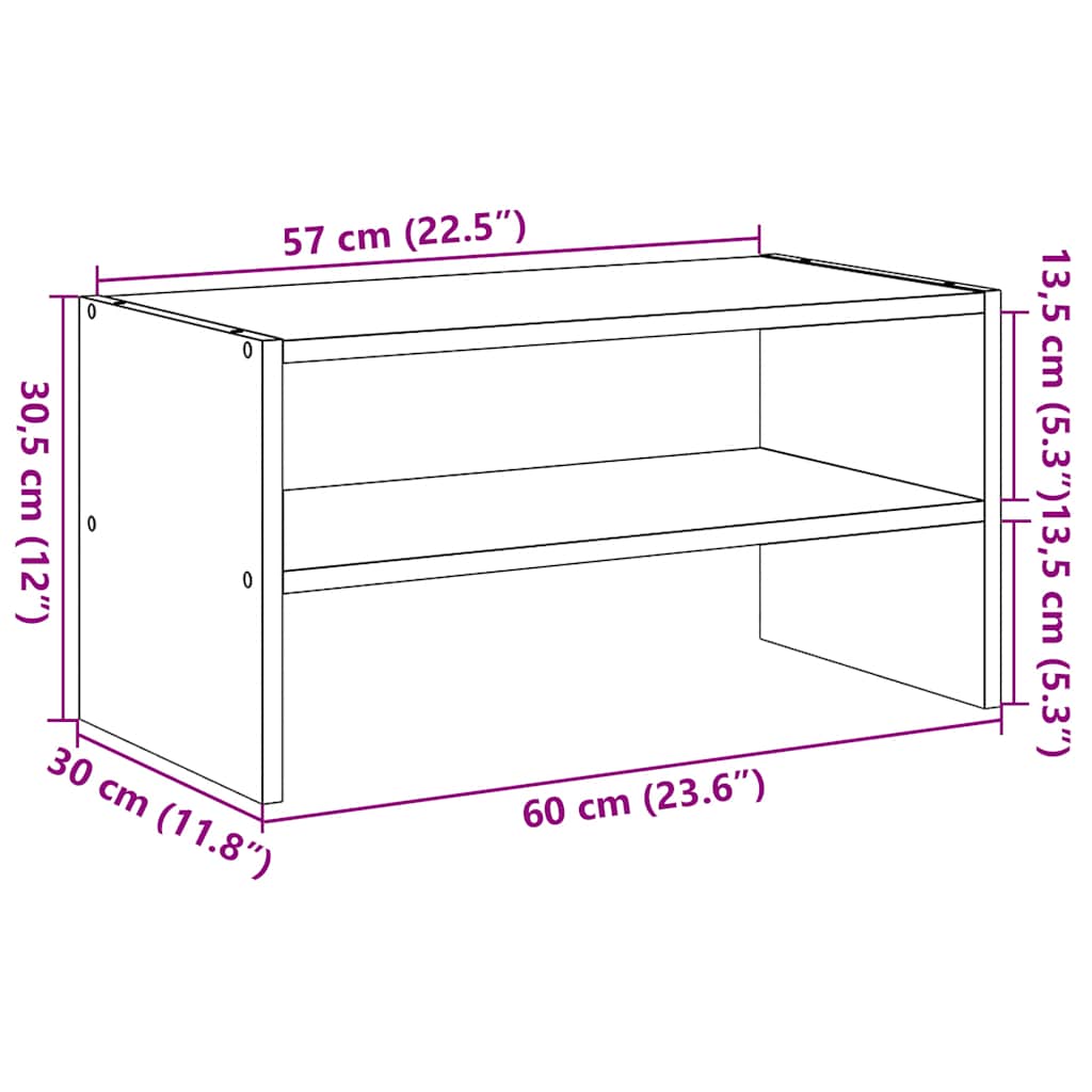 vidaXL Shoe Rack Stackable Artisan Oak 60x30x30,5 cm