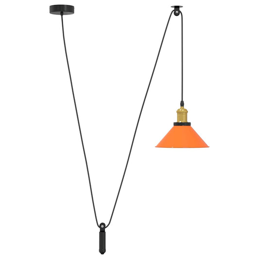 vidaXL Pendant Lamp Height Adjustable E27 Gloss Orange Ø 22 cm Metal