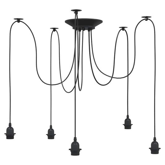 vidaXL Pendant Lamp with 5 Lamp Holders E27 Black Metal